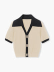 Knit Crop Top Women V-Neck Slim Fit Short Sleeve