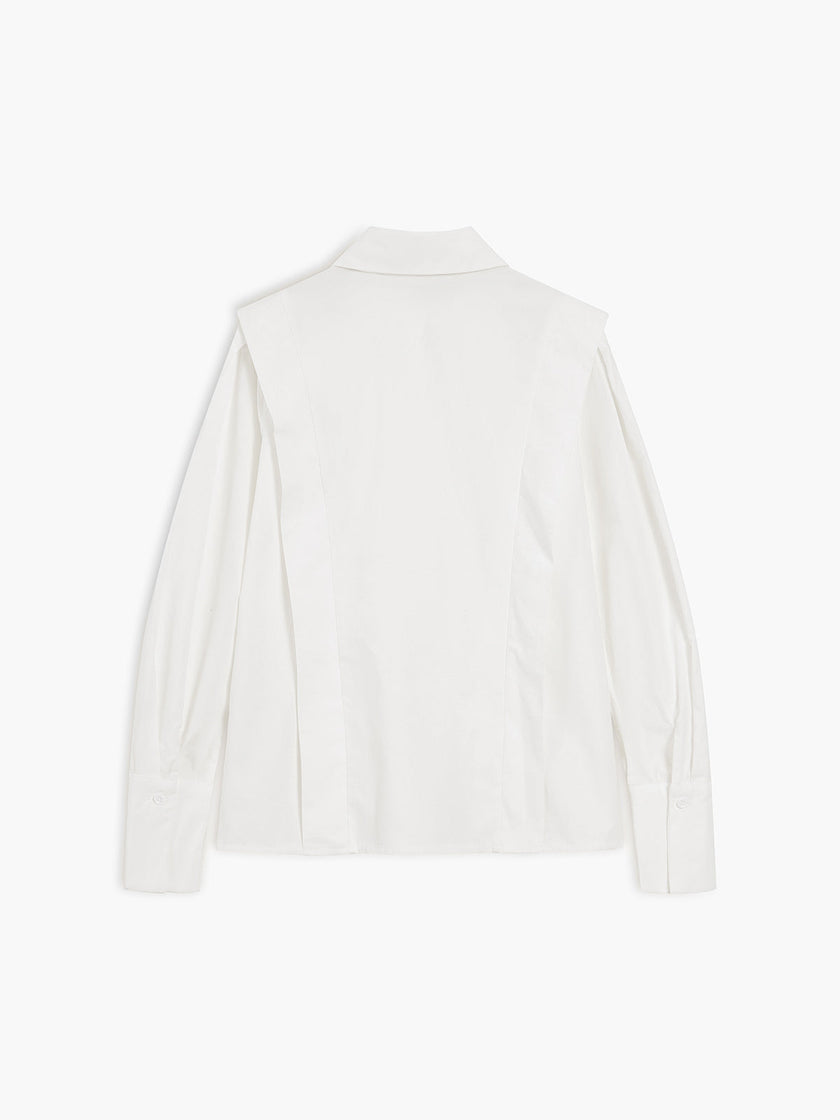 Cotton Button-Up Shirt Women Oversized Collared Long Sleeve