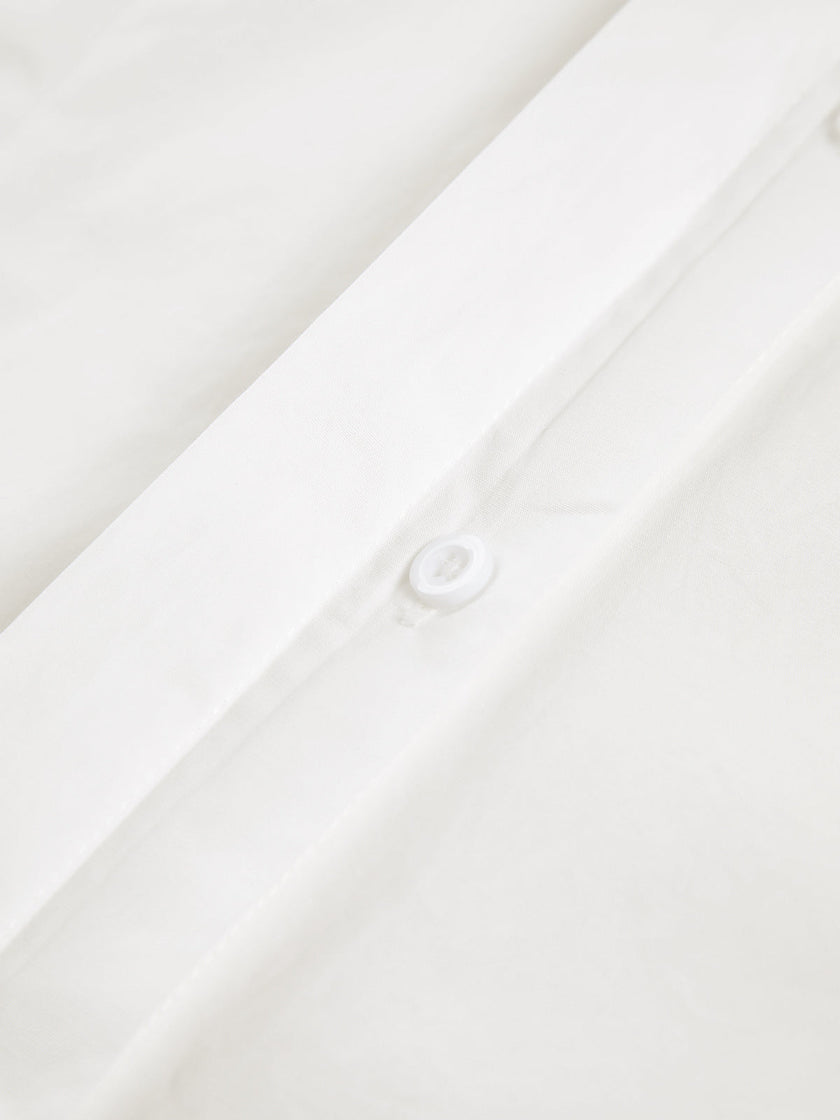 Cotton Button-Up Shirt Women Oversized Collared Long Sleeve