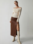 Knit Top Women Off-Shoulder Wrap Front Long Sleeve