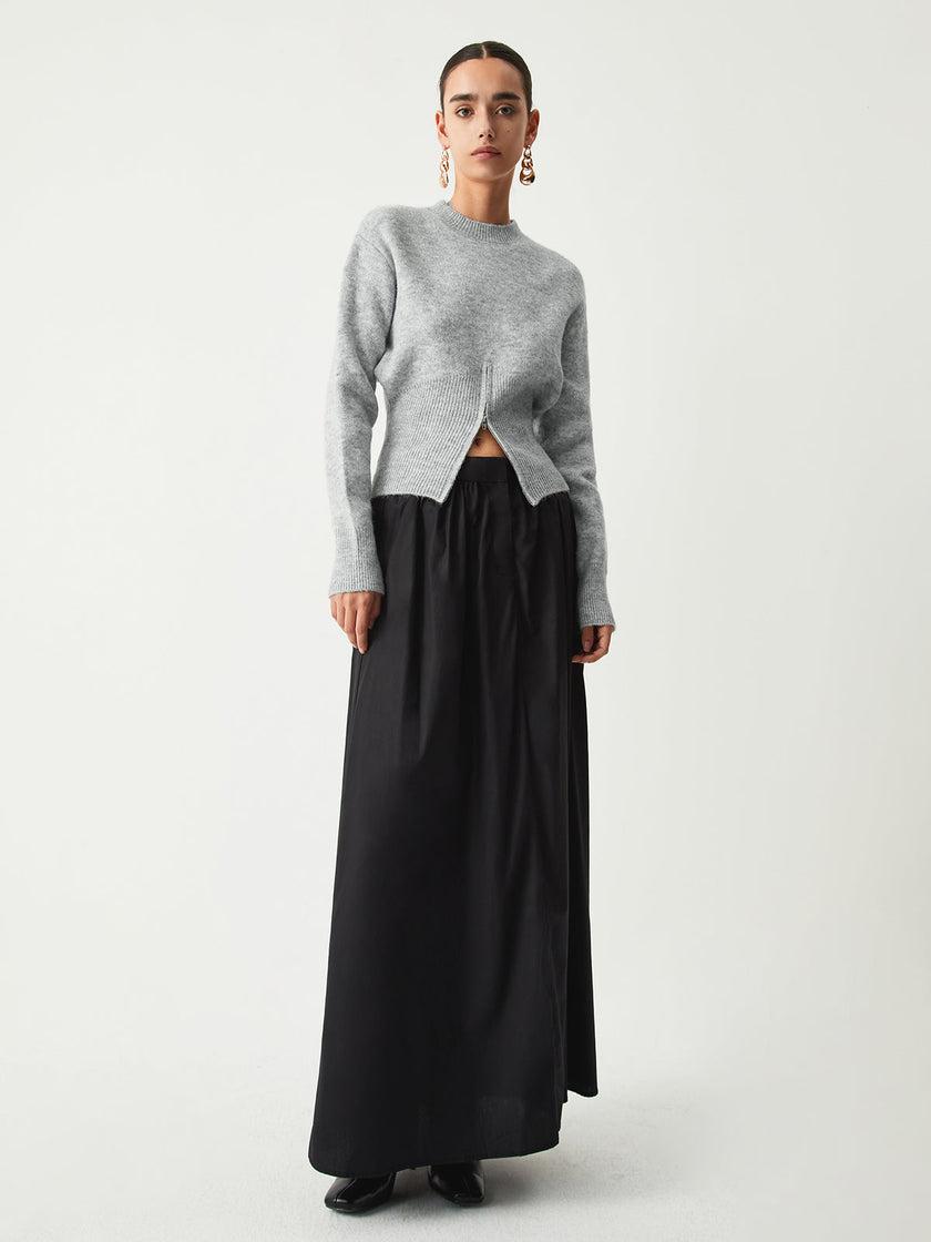 Knit Sweater Women Half Zip High Neck Long Sleeve