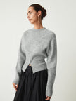 Knit Sweater Women Half Zip High Neck Long Sleeve