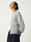 Knit Sweater Women Half Zip High Neck Long Sleeve