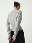 Knit Sweater Women Half Zip High Neck Long Sleeve