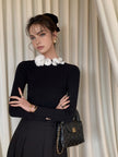Knit Top Women Long Sleeve Fitted Crew Neck Stretch