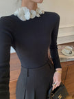 Knit Top Women Long Sleeve Fitted Crew Neck Stretch