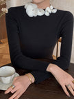Knit Top Women Long Sleeve Fitted Crew Neck Stretch