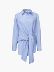 Longline Shirt Women Semi-Sheer Tie Front Relaxed Fit