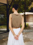 Knit Tank Top Women Crew Neck Cropped Regular Fit