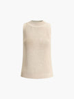 Open Knit Tank Top Women Sleeveless Round Neck Semi-Sheer