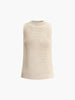 Open Knit Tank Top Women Sleeveless Round Neck Semi-Sheer