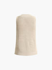 Open Knit Tank Top Women Sleeveless Round Neck Semi-Sheer