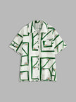 Linen Blend Shorts Set Women Printed Oversized Off-White