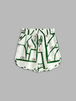 Linen Blend Shorts Set Women Printed Oversized Off-White