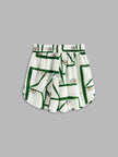Linen Blend Shorts Set Women Printed Oversized Off-White