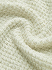 Waffle Knit Top Women Slim Fit Crew Neck Long Sleeve
