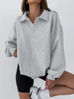 Fleece Sweatshirt Women Polo Collar Relaxed Fit