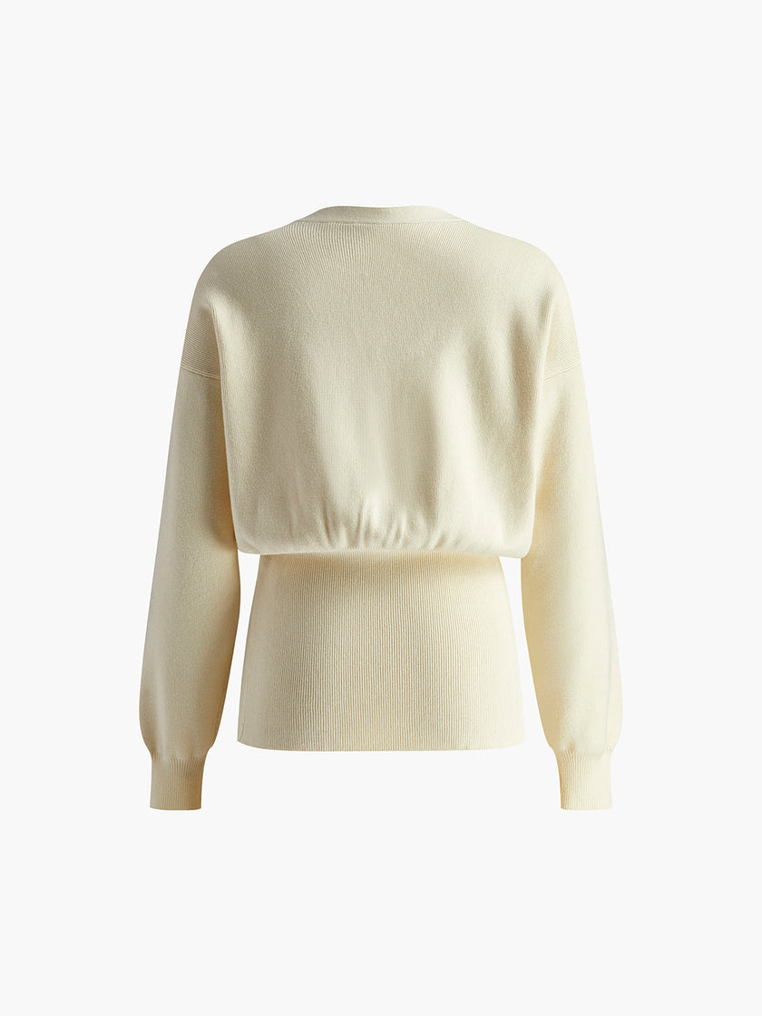 Knit Cardigan Women Gold Button Round Neck Long Sleeve