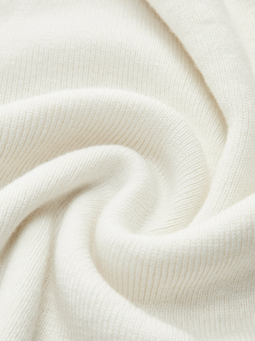 Wool Blend Knit Sweater Women Asymmetric Neck Long Sleeve