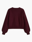 Knit Sweater Women Velvet Bow Puff Sleeve Relaxed Fit Winter
