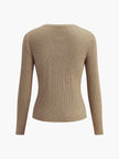 Knit Cardigan Women V-Neck Button Front Side Slit