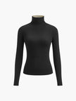 Knit Top Women Reversible Two-Tone Round Neck Long Sleeve
