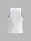 Ribbed Tank Top Women Crew Neck Cropped Slim Fit