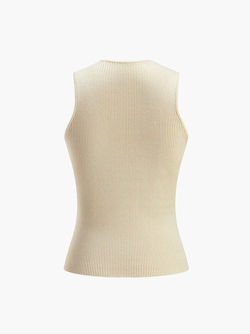 Knit Tank Top Women Scoop Neck Slim Fit Sleeveless