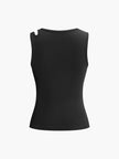 Ribbed Knit Tank Top Women Cutout Semi-Sheer Slim Fit