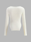Knit Top Women Sweetheart Neck Long Sleeve Fitted