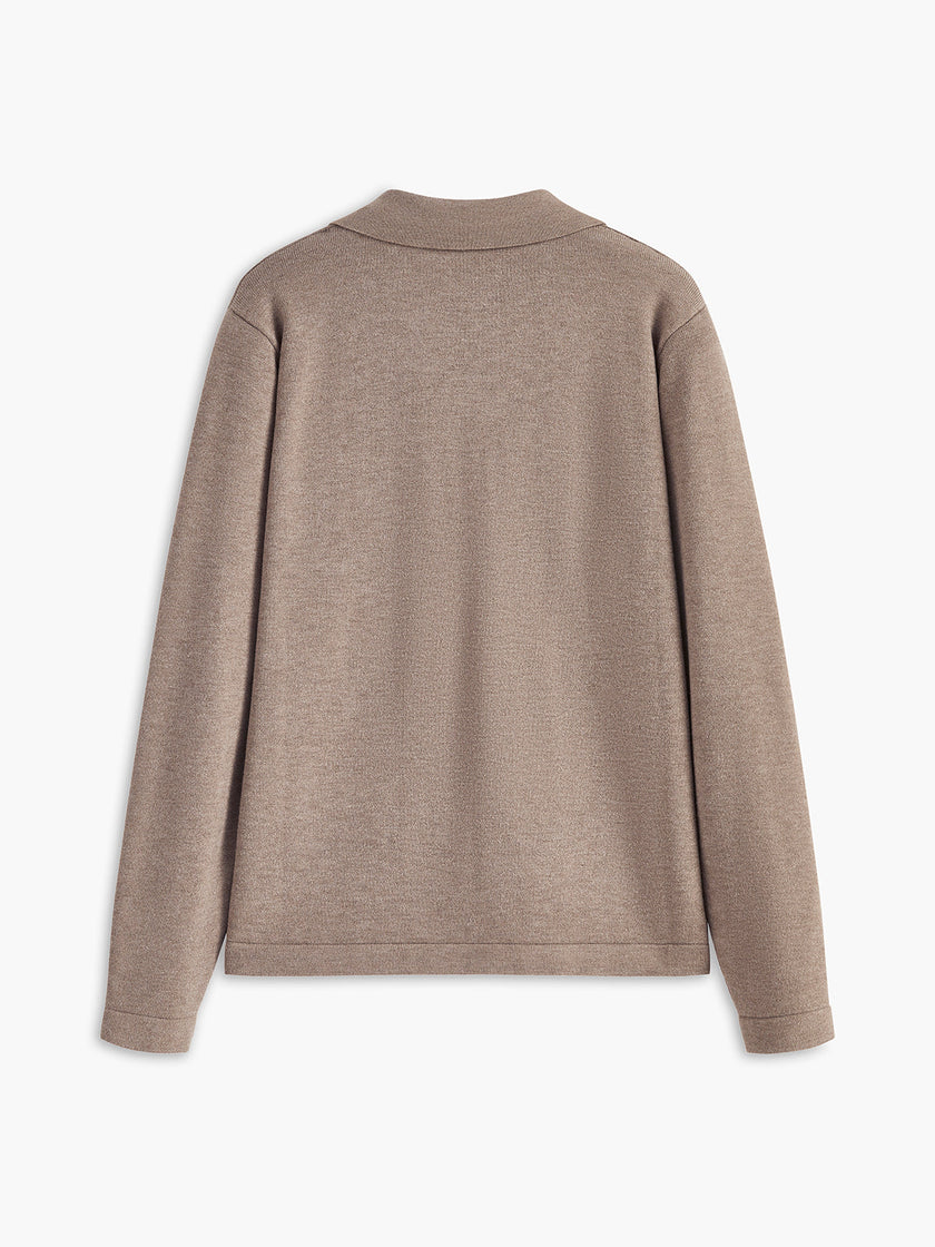Knit Sweater Women Collared Relaxed Fit Long Sleeve