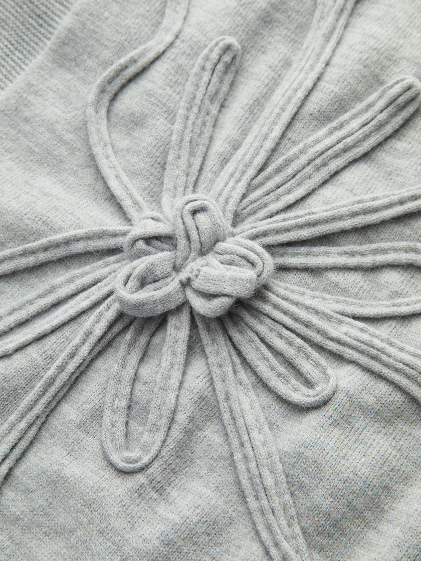 Knit Top Women Cap Sleeve Floral Appliqué Crew Neck