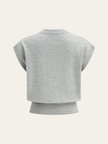 Knit Top Women Cap Sleeve Floral Appliqué Crew Neck