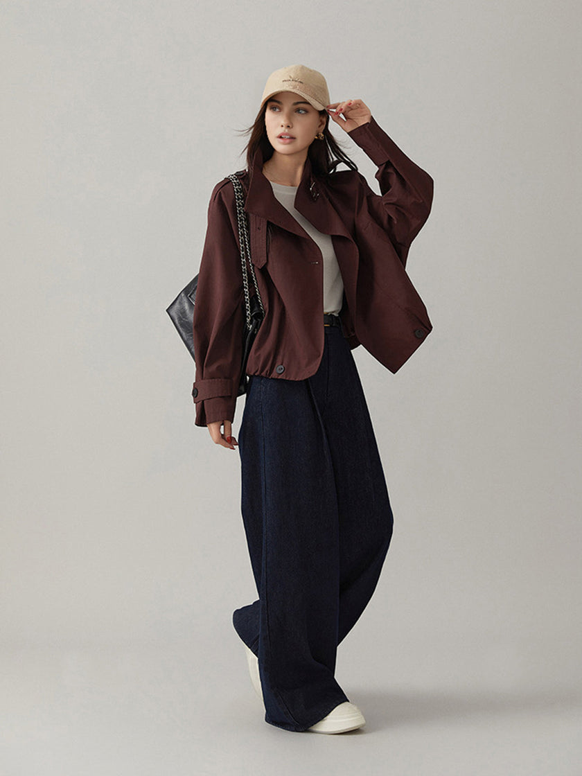 Trench Coat Women Vintage Loose Fit Long Sleeve