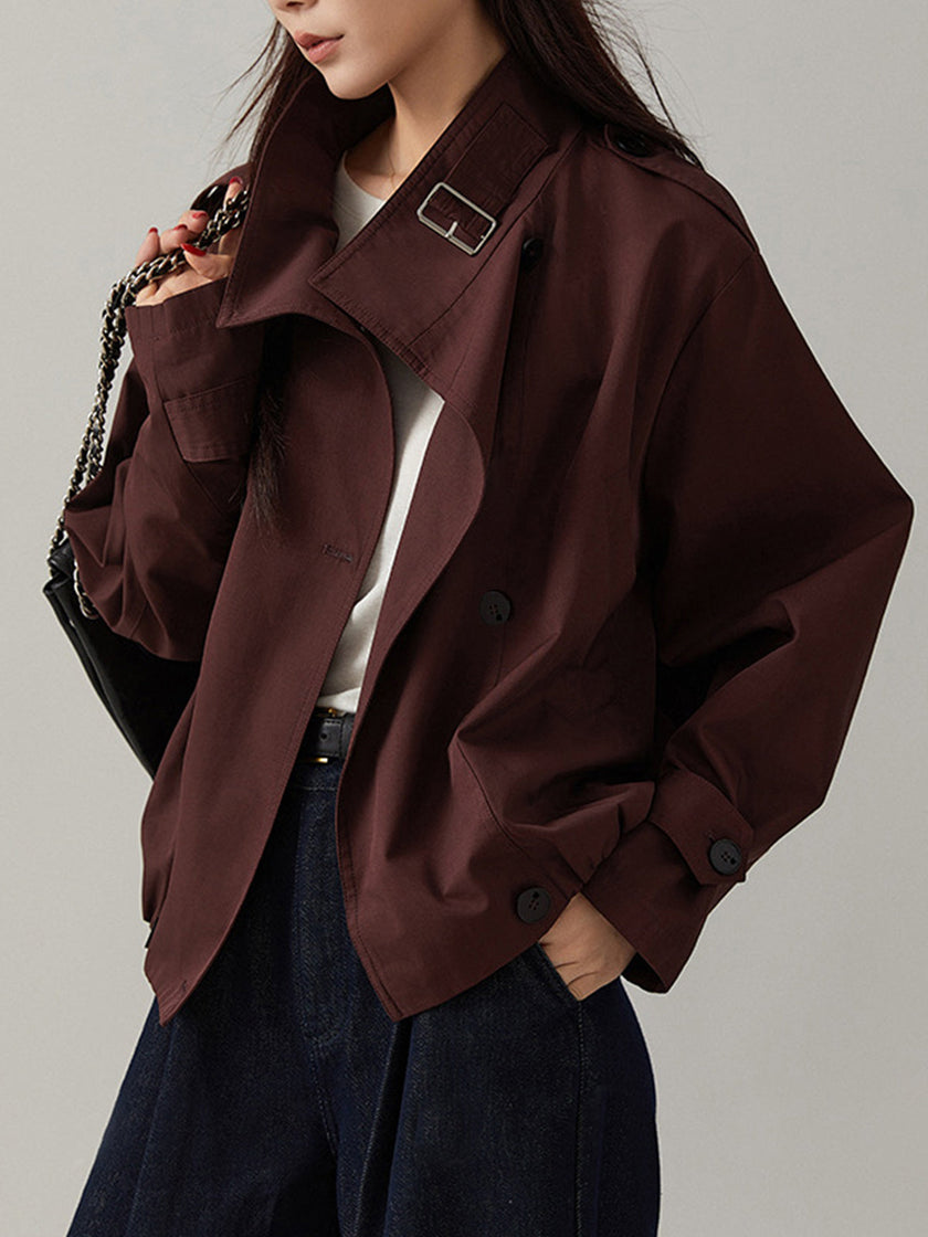 Trench Coat Women Vintage Loose Fit Long Sleeve