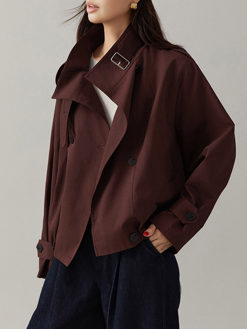 Trench Coat Women Vintage Loose Fit Long Sleeve