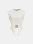 Jersey T-Shirt Women Cropped Twist Hem Short Sleeve White