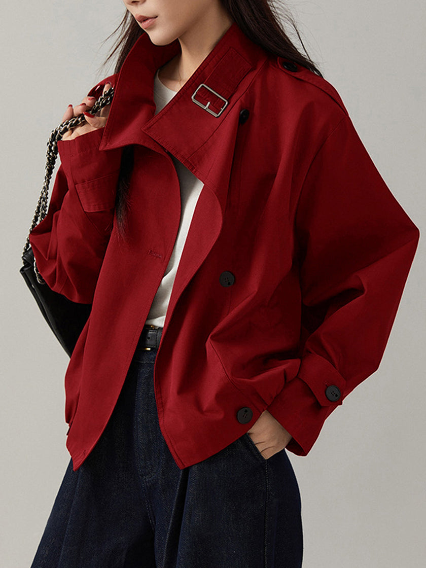 Trench Coat Women Vintage Loose Fit Long Sleeve