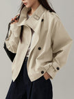 Trench Coat Women Vintage Loose Fit Long Sleeve