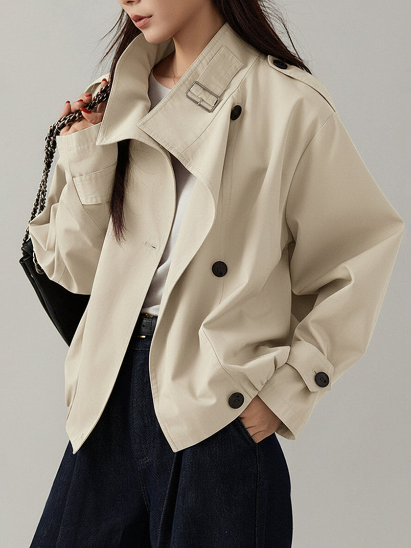 Trench Coat Women Vintage Loose Fit Long Sleeve