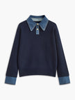 Collared Knit Sweater Women Shirt Collar Long Sleeve