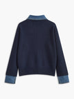 Knit Sweater Women Lapel Neck Layered Panel Long Sleeve