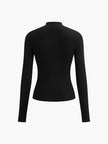 Fitted Top Women Long Sleeve Ruched Slim Fit Round Neck