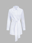 Longline Shirt Women Semi-Sheer Tie Front Relaxed Fit