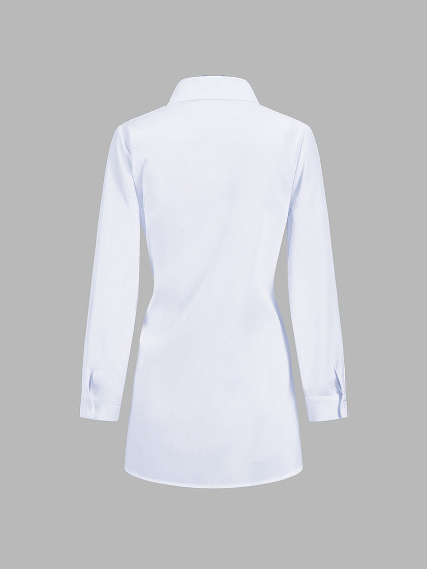 Longline Shirt Women Semi-Sheer Tie Front Relaxed Fit