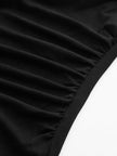Ribbed Knit Top Women Asymmetric Neck Slim Fit Long Sleeve
