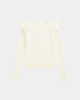 Ruffle Sleeve Knit Sweater Women Relaxed Fit Round Neck