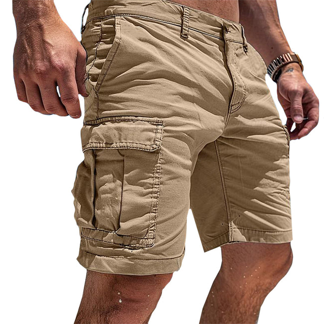 FJØRNA men's cotton cargo shorts, lightweight and breathable with multiple pockets, ideal for casual wear.
