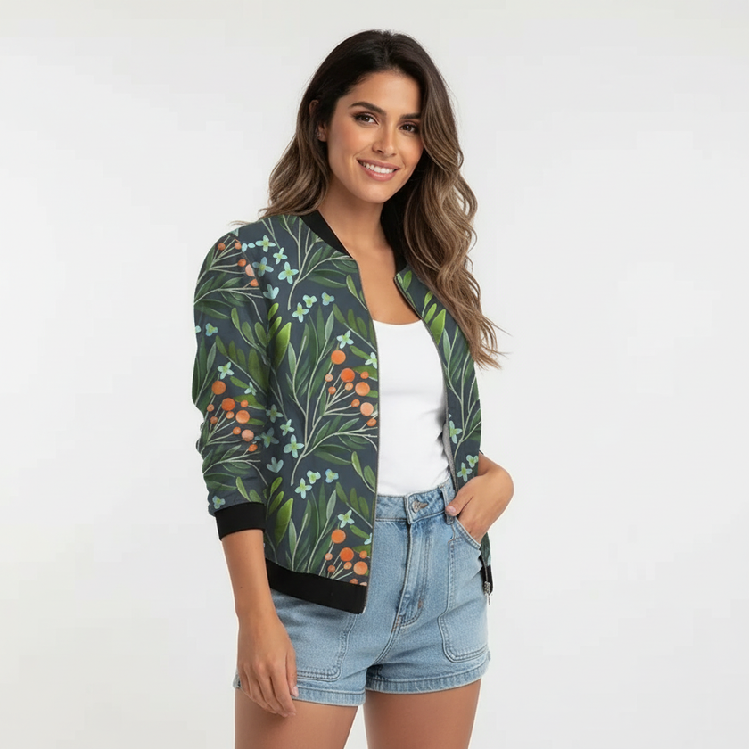 Printed Jacket Women, Lightweight Mixed-Print Statement Layer