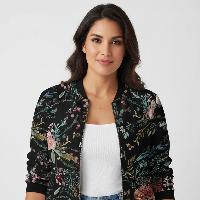 Printed Jacket Women, Lightweight Mixed-Print Statement Layer